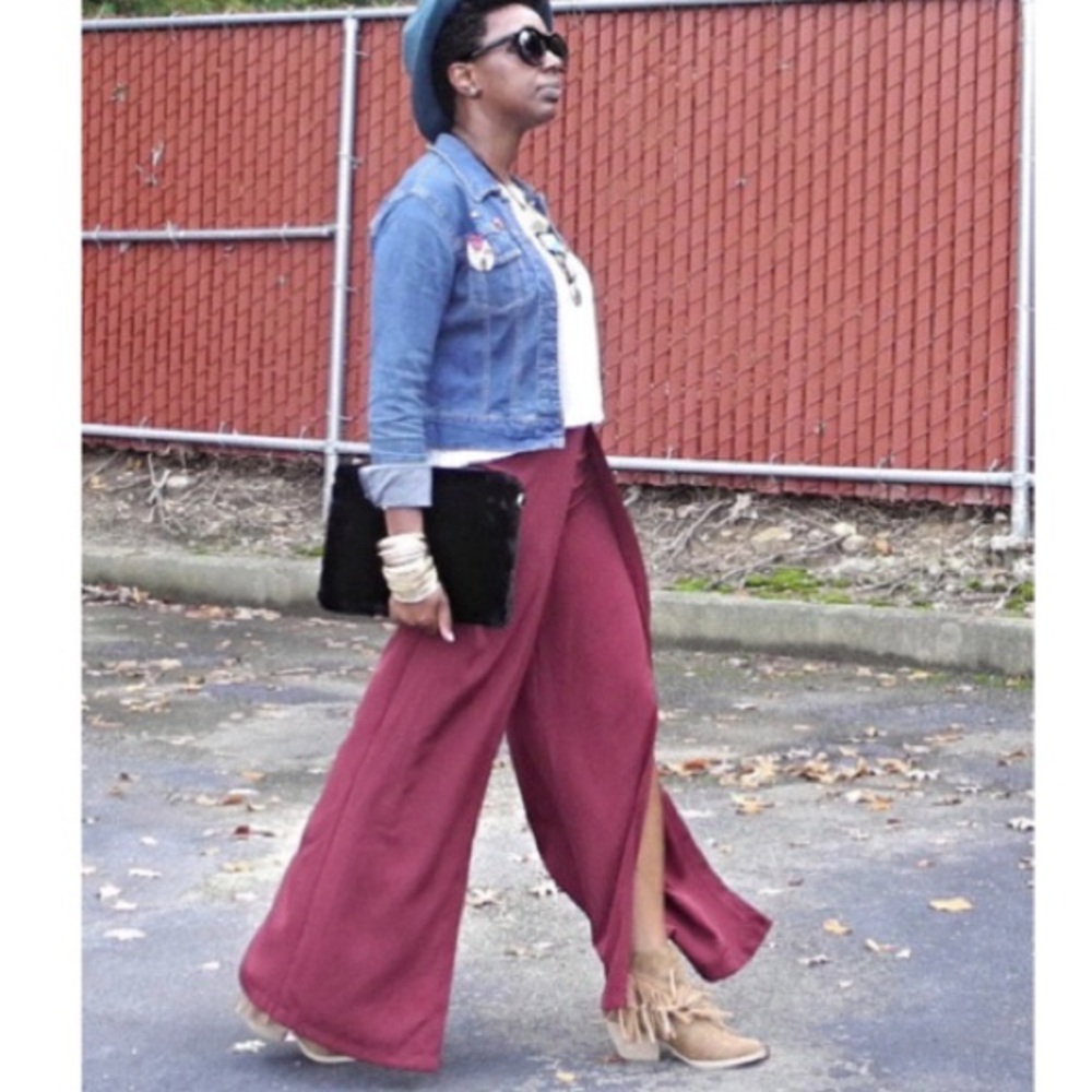 Wide leg split leg pants